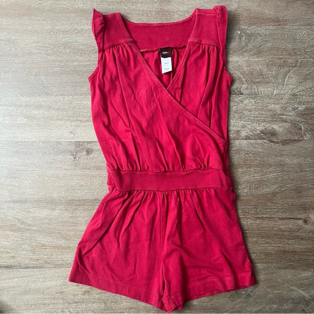 Tea Collection Girls Hot Pink Cap Sleeve Romper Size 4
